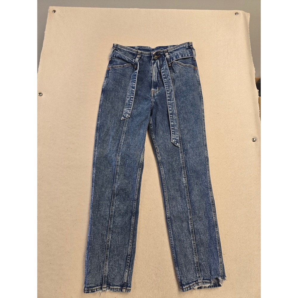 Abercrombie & Fitch Ultra High Rise Mom Jean 28 6R Blue Acid Wash Seam Detail